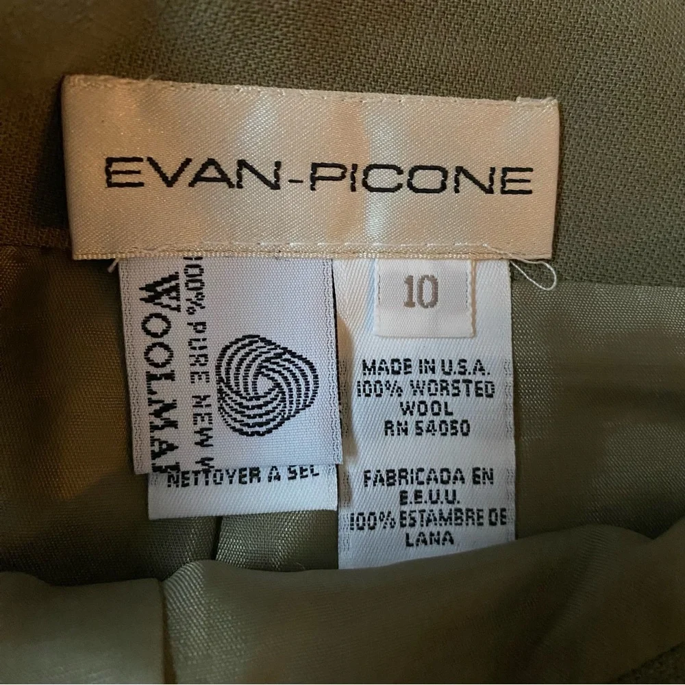 Vintage Olive Green Wool Straight Office Work Preppy Pencil Skirt‎ Size 10